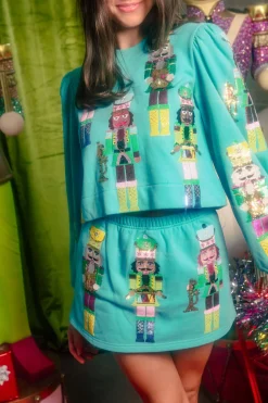 Teal Nutcracker Band Skort