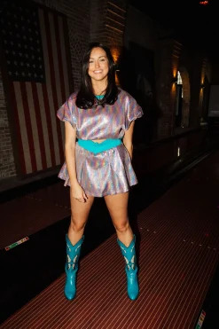 Teal Rainbow Sequin Bubble Top