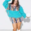 Teal Stripe Sequin Short