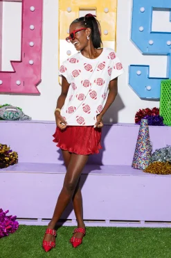 White & Crimson 'Game Day' Football Tee