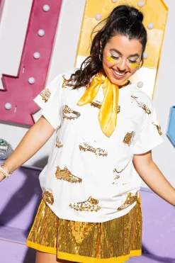 White & Gold Football Cleat Tee