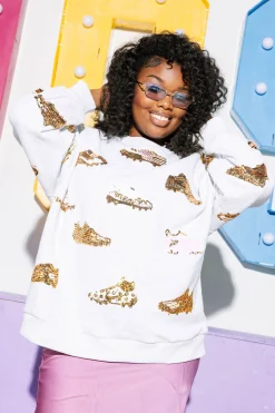White & Gold Football Cleat Sweatshirt