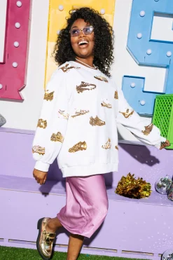 White & Gold Football Cleat Sweatshirt