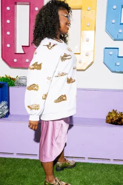 White & Gold Football Cleat Sweatshirt