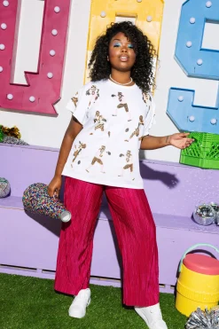 White & Gold Scatter Football Player Tee