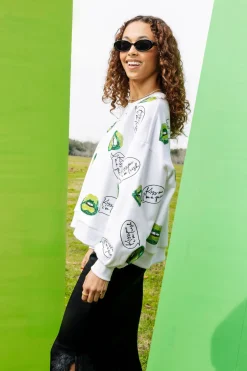 White & Green Scattered Kiss Me I'm a Queen Sweatshirt