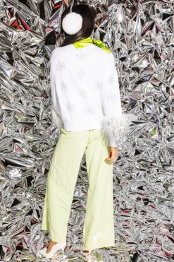 White & Green Snowman Sweater