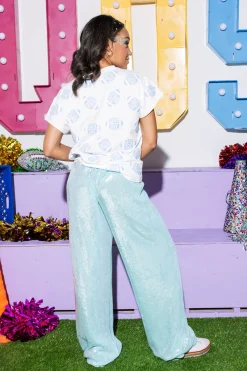 White & Light Blue 'Game Day' Football Tee