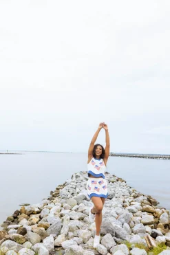 White & Navy American Flag Skirt