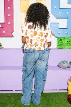 White & Orange Leopard Sequin & Seed Bead Tee