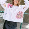 White & Pink Batter Up Queen Sweatshirt