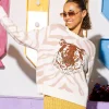 White & Tan Tiger Face Tiger Head Long Sleeve Sweater