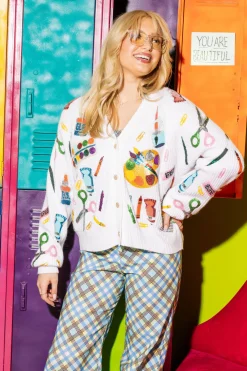 White Art Supplies Cardigan