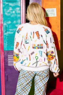 White Art Supplies Cardigan