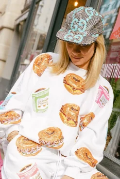 White Bagel Sandwich & Coffee Sweatshirt