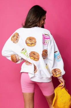 White Bagel Sandwich & Coffee Sweatshirt