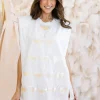 White Champagne Tower Shoulder Pad Dress