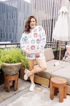 White Clam Shell Multi Shorts