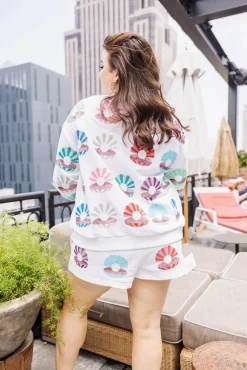 White Clam Shell Multi Shorts