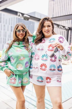 White Clam Shell Multi Shorts