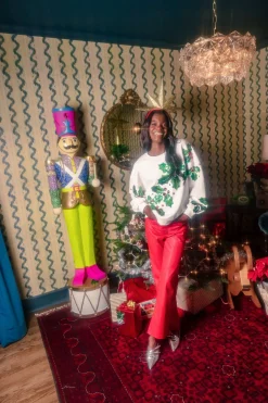 White Diagonal Holly Sweatshirt