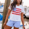 White Flower American Flag Tee