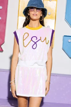 White Full Sequin Skirt