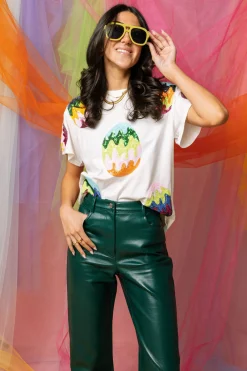 White Groovy Easter Egg Tee