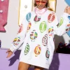 White Groovy Football Sweatshirt Dress