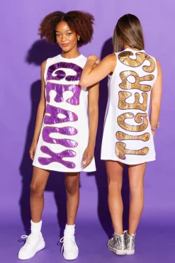 White Iridescent 'Geaux Tigers' Tank Dress - Licensed