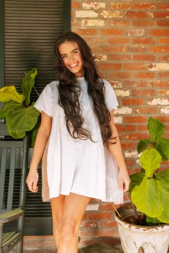 White Iridescent Sequin Cape Back Dress