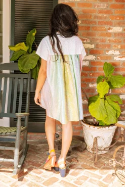 White Iridescent Sequin Cape Back Dress