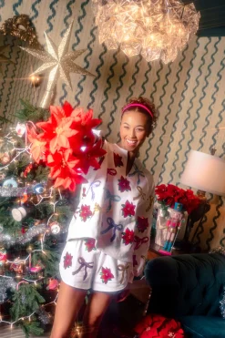 White Multi Bows & Poinsettia Sweatshirt