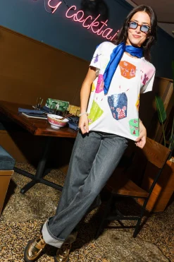 White Multi Chinese Box Tee