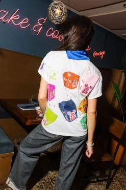 White Multi Chinese Box Tee