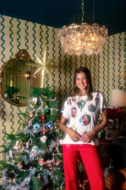 White Multi Color Ornaments Tee