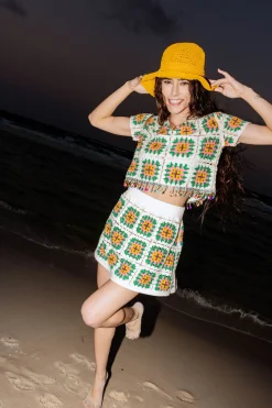 White Multi Crochet Skirt