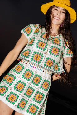 White Multi Crochet Skirt