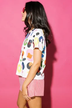 White Multi Leopard Tee