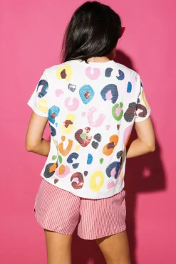 White Multi Leopard Tee