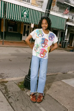 White Multi Mardi Gras Mask Tee