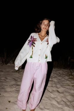 White Multi Palm Tree Cardigan