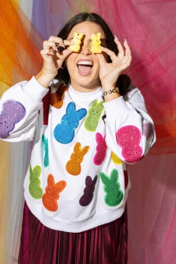 White Multi Peeps Sweatshirt