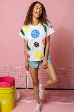 White Multi Pickle Ball Active Tee