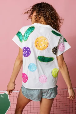 White Multi Pickle Ball Active Tee