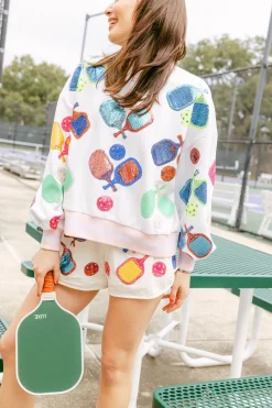 White Multi Pickleball Sweatshirt