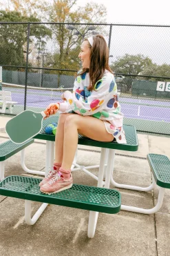 White Multi Pickleball Sweatshirt