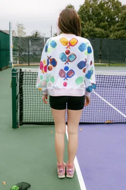 White Multi Pickleball Sweatshirt
