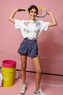 White Multi Tennis Racket Tee