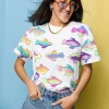 White Neon Scattered Fish Tee